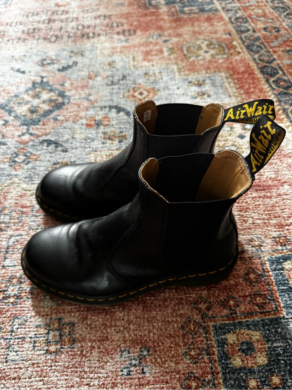 Dr. Martens Black Chelsea Boots with Yellow Stitching - women